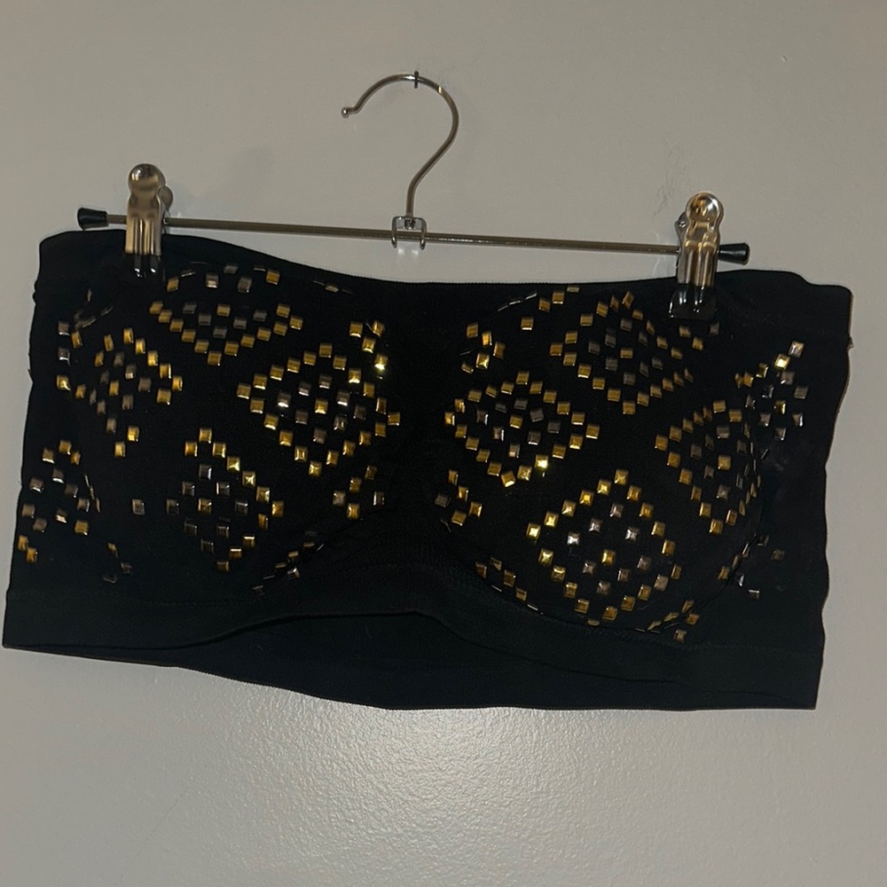 Stylish Black and Gold Strapless Top